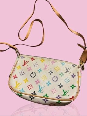 Multicolor Logo White Crossbody Bag
